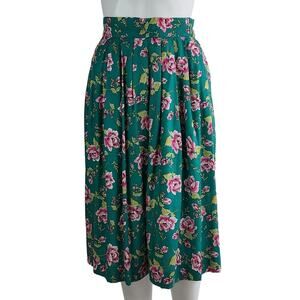 Vintage Axiom Rayon Floral Skirt w/ Pockets Size Small